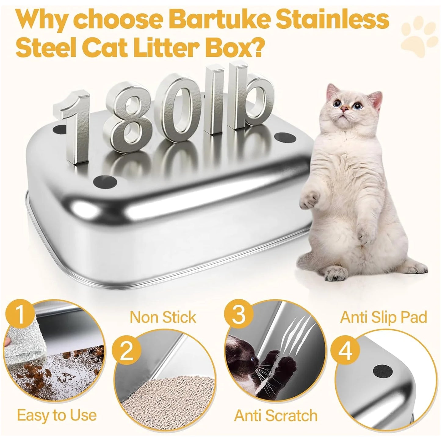Extra Large Stainless Steel Enclosed Cat Litter Box – Odor-Resistant & Easy Clean, Gray