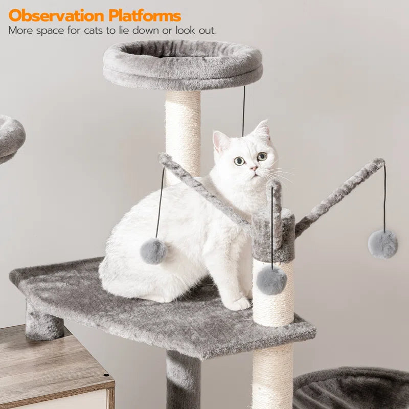 Burslem 52" Cat Tree with Litter Box Enclosure – Multi-Level Cat Tower for Climbing, Lounging & Scratching