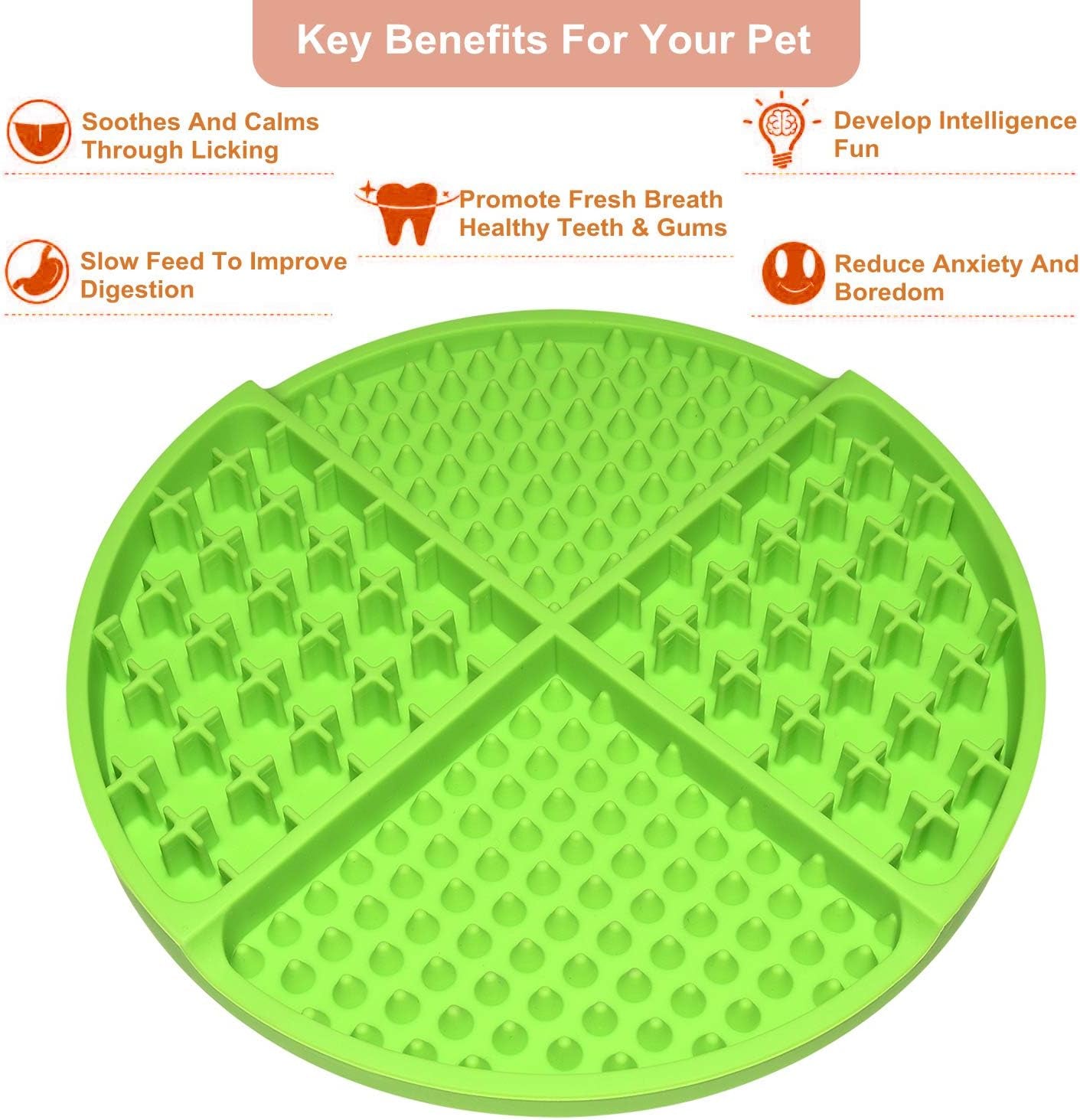 Dog & Cat Licking Mat – Slow Feeder Treat Puzzle Mat for Anxiety & Boredom Relief, Green