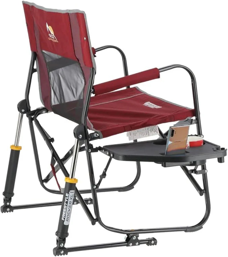 GCI OUTDOOR Freestyle Rocker XL with Side Table – Portable Folding Rocking Camping Chair with Solid Frame