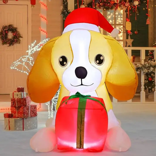 GOOSH 5FT Christmas Inflatable Dog Outdoor Decoration with Built-in LED Lights