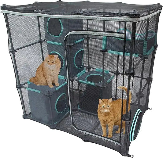 Outdoor Catio Furniture Mega Play Kit – Weather-Resistant Cat Climbing & Lounging Activity Center for Safe Enclosed Outdoor Fun