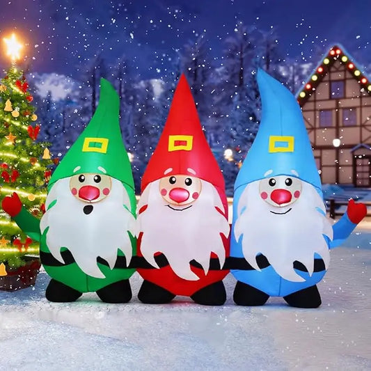 GOOSH 7.5FT Christmas Inflatable Gnomes Outdoor Decoration with Built-in LED Lights