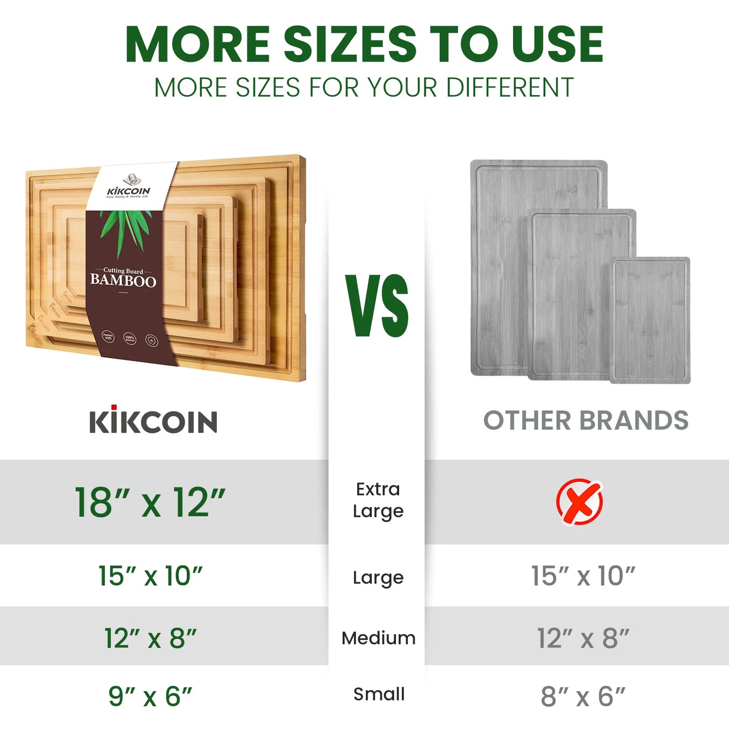 4-Piece Extra Large Bamboo Cutting Board Set – Heavy-Duty Kitchen Boards with Juice Groove & Built-In Handles