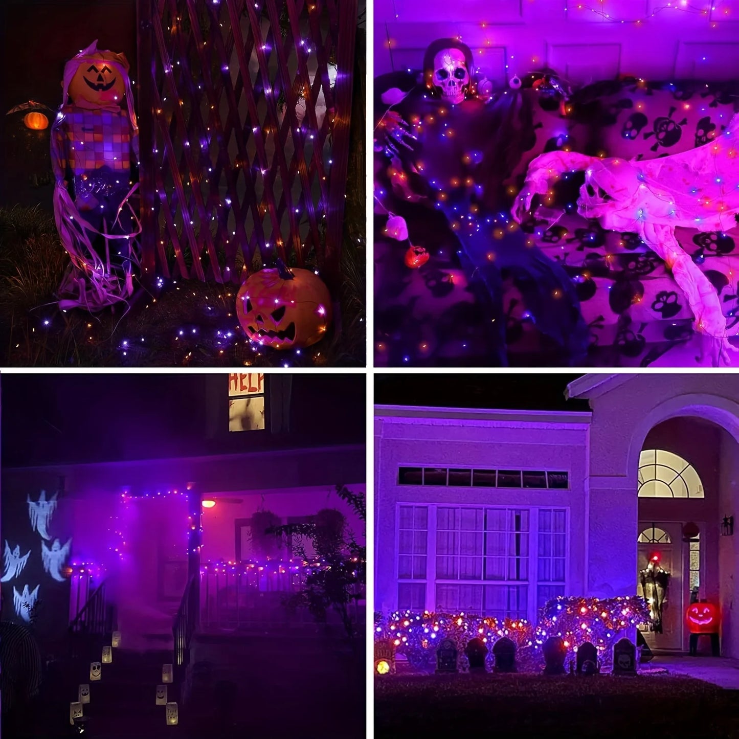Purple & Orange Solar Halloween Lights – Spooky Yard Decor for Haunted Houses, Ghosts, Trick-or-Treat & Halloween Parades