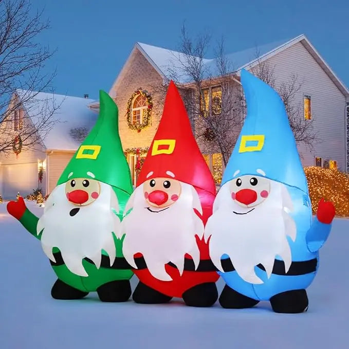 GOOSH 7.5FT Christmas Inflatable Gnomes Outdoor Decoration with Built-in LED Lights