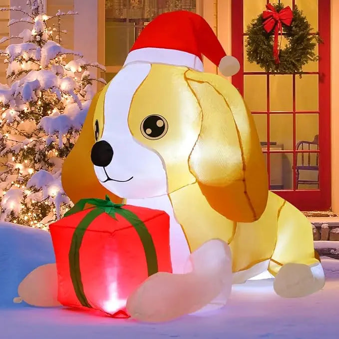 GOOSH 5FT Christmas Inflatable Dog Outdoor Decoration with Built-in LED Lights