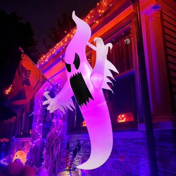 Goosh 6FT Spooky Blue Ghost Halloween Inflatable – LED Lighted Window Decor