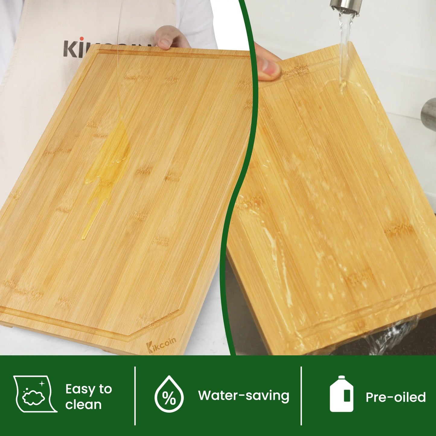 4-Piece Extra Large Bamboo Cutting Board Set – Heavy-Duty Kitchen Boards with Juice Groove & Built-In Handles