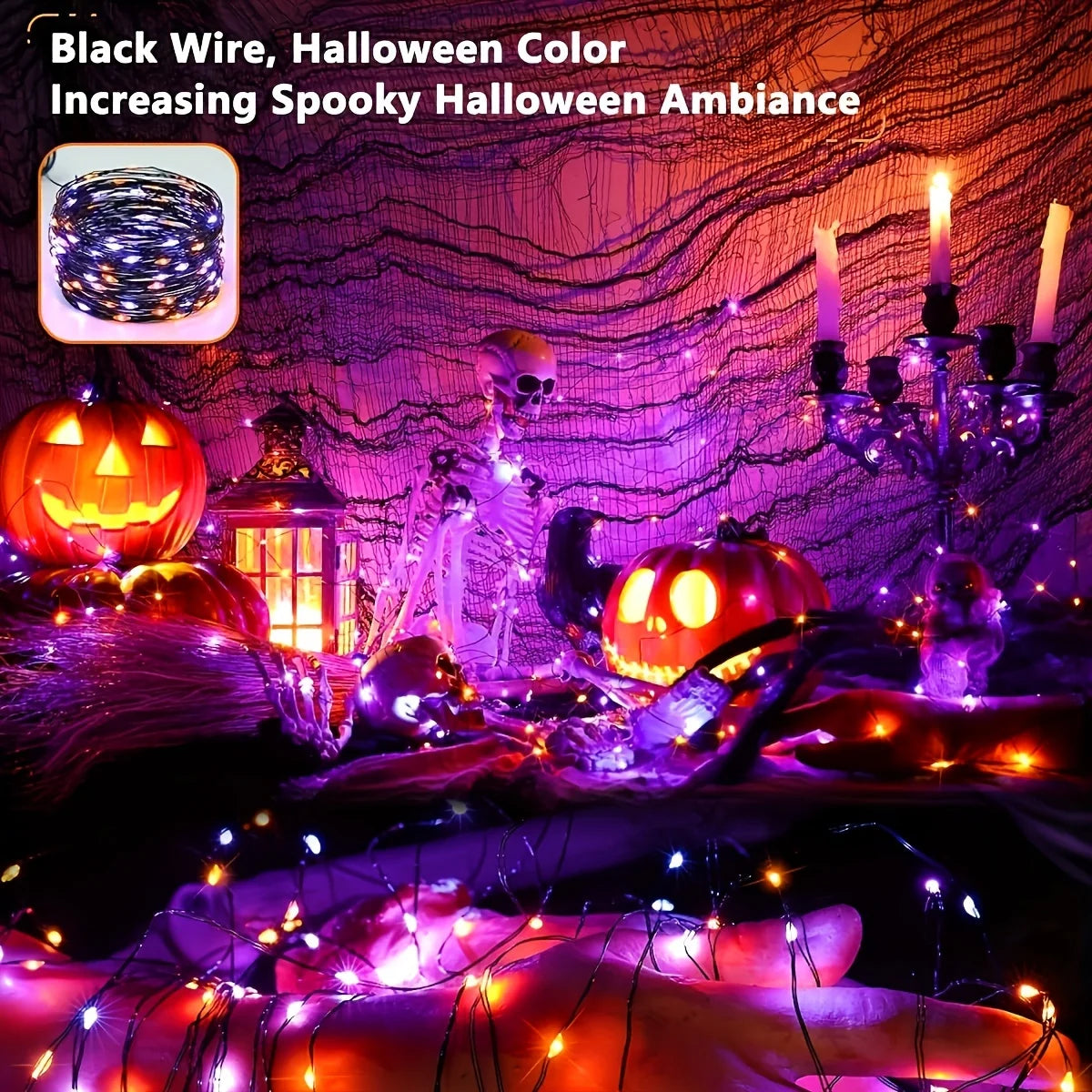 Purple & Orange Solar Halloween Lights – Spooky Yard Decor for Haunted Houses, Ghosts, Trick-or-Treat & Halloween Parades