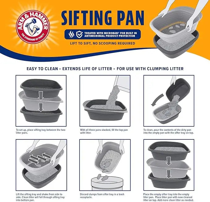 Sifting Cat Litter Box with Microban Protection – Includes Scoop for Easy Cleaning