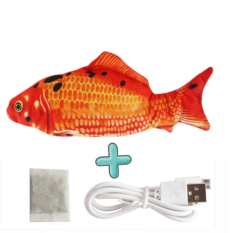 USB Rechargeable Floppy Fish Cat Toy – Realistic 3D Electric Kicker with Motion Sensor, Catnip & Sound – Interactive Chew Toy for Cats and Small Dogs