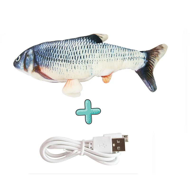 USB Rechargeable Floppy Fish Cat Toy – Realistic 3D Electric Kicker with Motion Sensor, Catnip & Sound – Interactive Chew Toy for Cats and Small Dogs