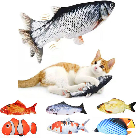 USB Rechargeable Floppy Fish Cat Toy – Realistic 3D Electric Kicker with Motion Sensor, Catnip & Sound – Interactive Chew Toy for Cats and Small Dogs