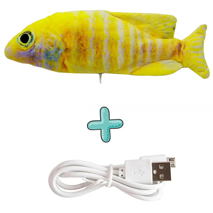 USB Rechargeable Floppy Fish Cat Toy – Realistic 3D Electric Kicker with Motion Sensor, Catnip & Sound – Interactive Chew Toy for Cats and Small Dogs