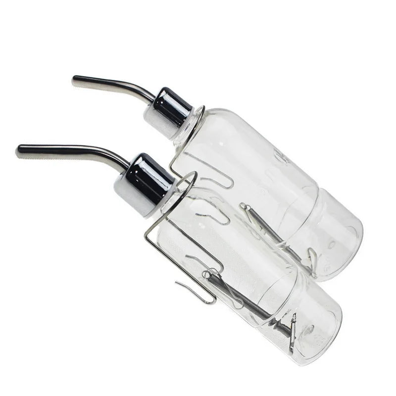 Stainless Steel Hanging Pet Waterer – No-Drip Drinking Bottle for Guinea Pigs, Rabbits, Hamsters, Squirrels & Small Animals
