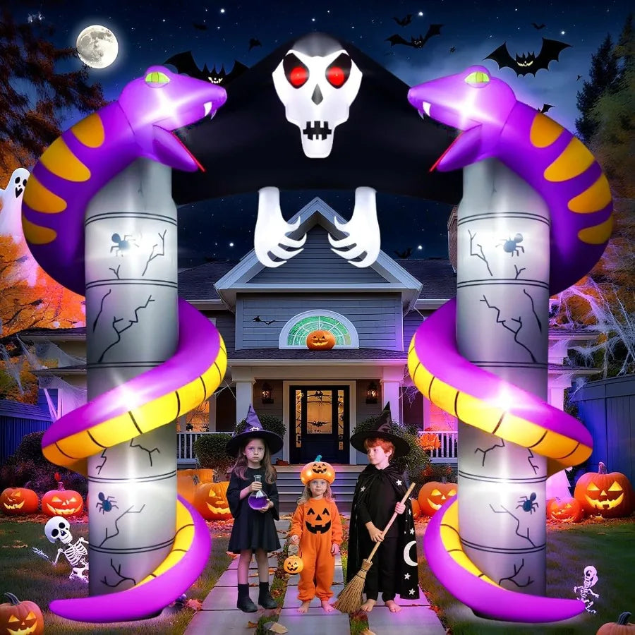 Halloween Inflatable Arch Ghost Decoration with Built-in LEDs – Lighted Blow-Up for Outdoor & Indoor Use, Perfect for Yard, Garden, Lawn & Party Display