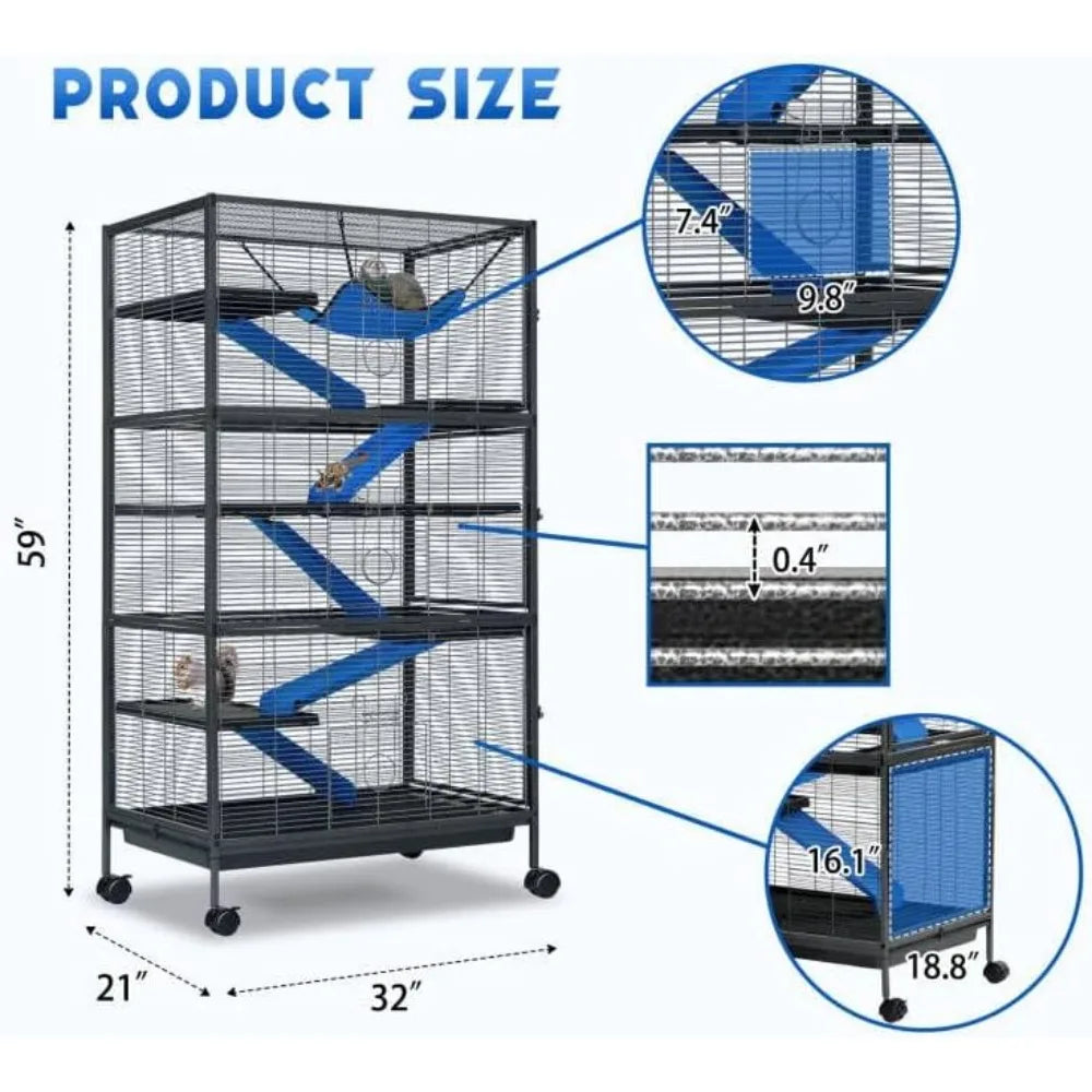 6-Tier Metal Small Animal Cage – Rolling Critter Nation Habitat for Ferrets, Chinchillas, Guinea Pigs, Rabbits & Large Hamsters