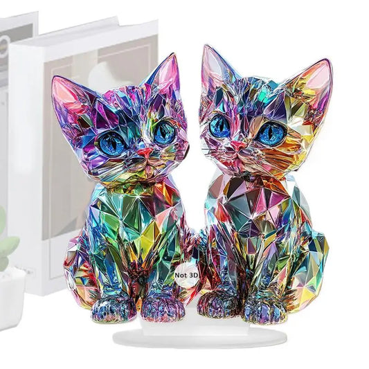 Colorful Acrylic Cat Figurine / Sculpture