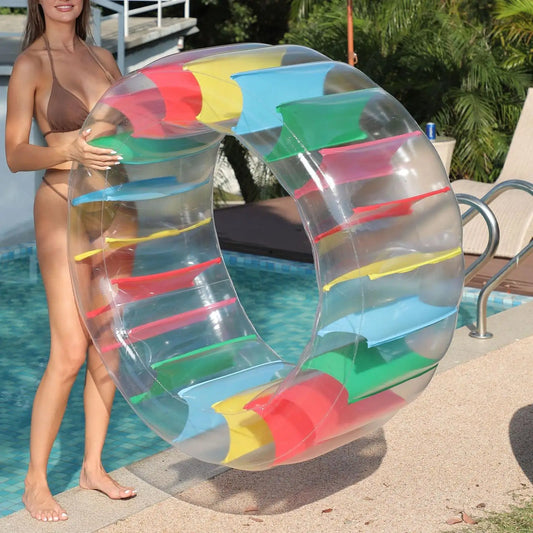 Giant Inflatable Water Roller Wheel – Colorful Outdoor Pool Toy for Kids & Adults, Fun Summer Lawn & Beach Activity