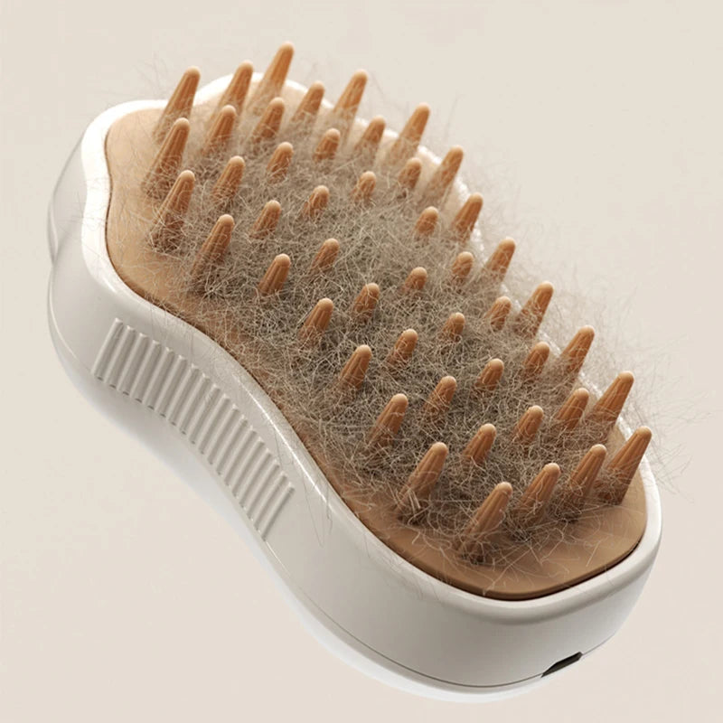3 in 1 Steamy Pet Electric Spray Steam Brush - Groom, Deodorize & Detangle with Ease
