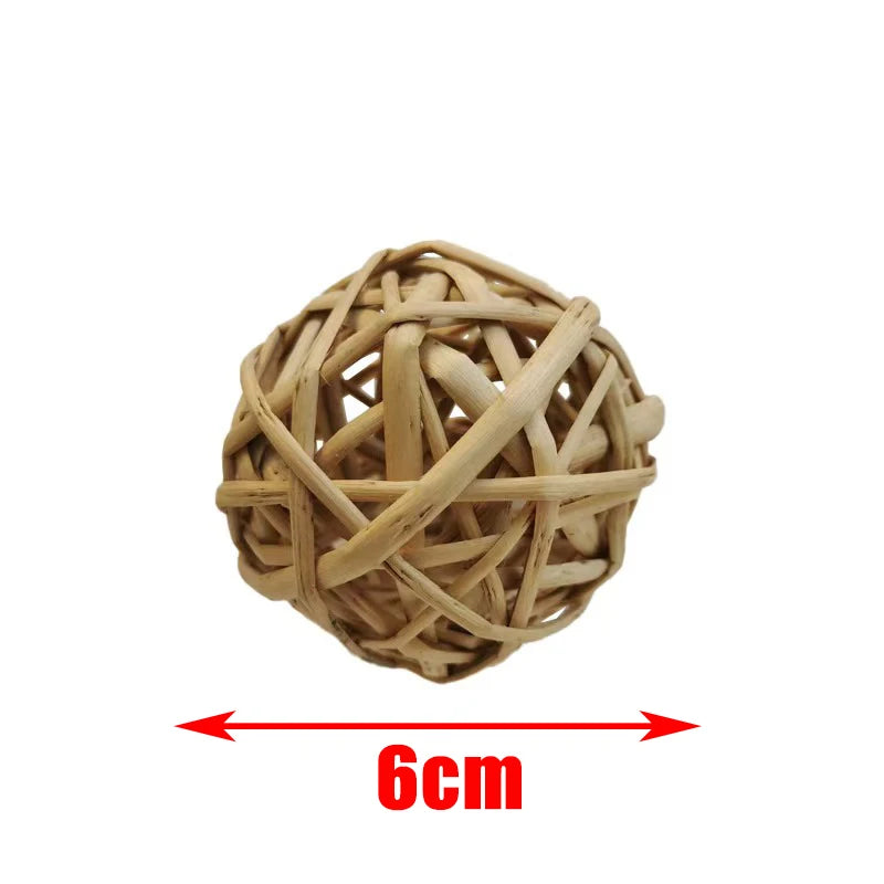 Natural Wooden Small Animal Toy Set – Chew Toys for Guinea Pigs, Rabbits, Hamsters | Dumbbells, Unicycle, Bell, Braided Balls & More