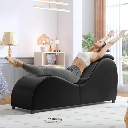 60" Yoga Chair, Curved Yoga Chaise Lounge for Adults Stretching, Relaxing and Exercising, Indoor Yoga Sofa Lounge Chair