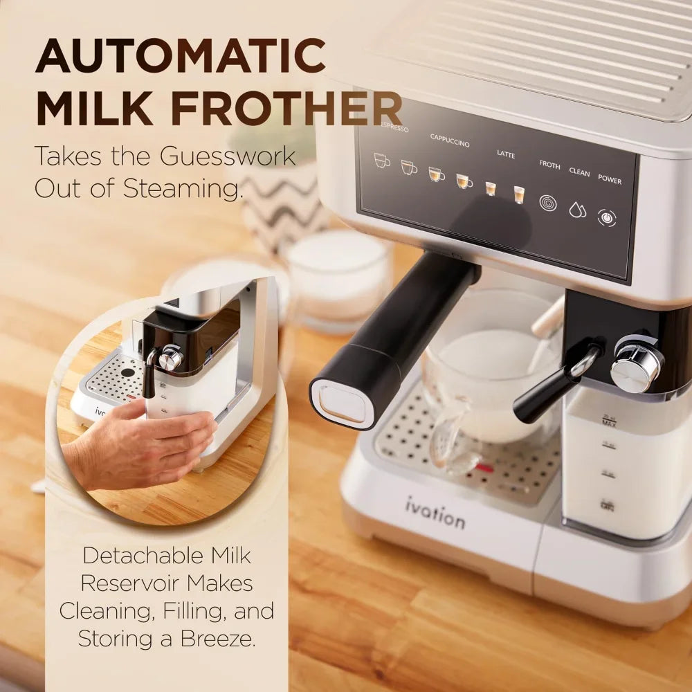 58mm Espresso Coffee Machine for Home – Single Serve Cappuccino & Espresso Maker with Milk Frother | Barista-Style Brewing