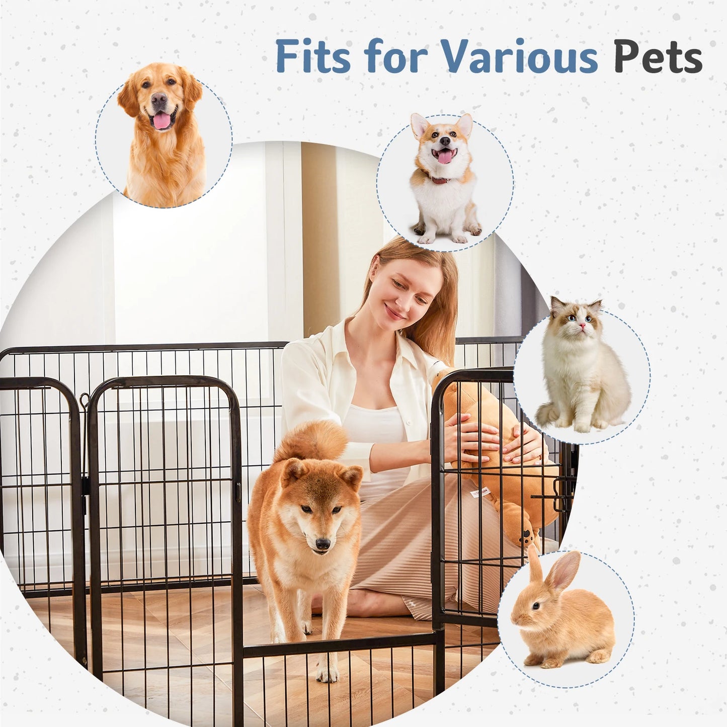 JHK 16-Panel Heavy Duty Dog Playpen – Indoor/Outdoor Metal Pet Fence with Gate, Portable Exercise Crate for Yard, Camping, or Home Use