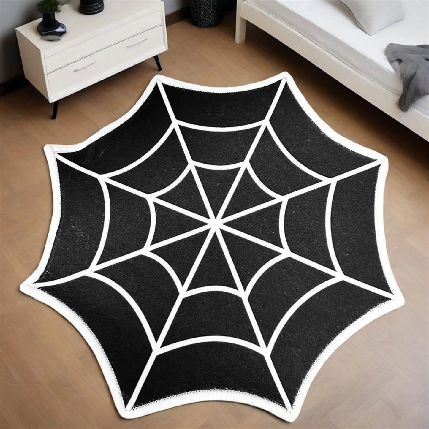 Haunted House Halloween Area Rug – Creepy Cobweb Welcome Mat for Indoor Entryway, Non-Slip Spooky Floor Carpet