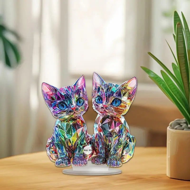 Colorful Acrylic Cat Figurine / Sculpture