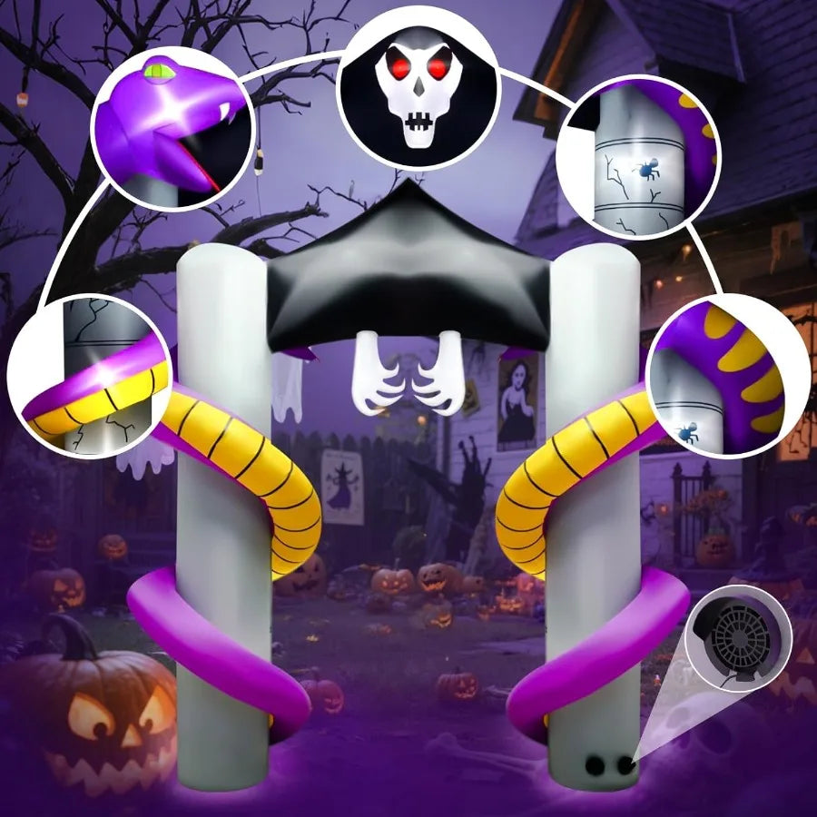 Halloween Inflatable Arch Ghost Decoration with Built-in LEDs – Lighted Blow-Up for Outdoor & Indoor Use, Perfect for Yard, Garden, Lawn & Party Display
