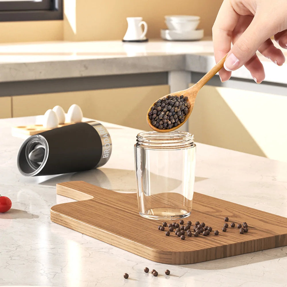 1/2PCS Electric Salt and Pepper Grinder Set – Battery Operated, Gravity Sensor Automatic Mill with LED Light, One-Handed Operation