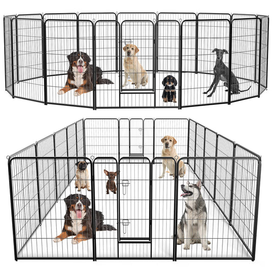 JHK 16-Panel Heavy Duty Dog Playpen – Indoor/Outdoor Metal Pet Fence with Gate, Portable Exercise Crate for Yard, Camping, or Home Use