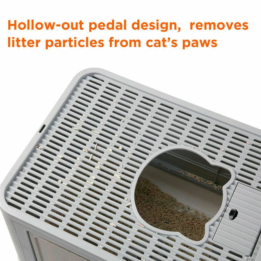 Foldable Enclosed Cat Litter Box – Front Entry & Top Exit with Massager Litter Scoop | Portable, Easy-Clean Kitty Toilet for Indoor Cats