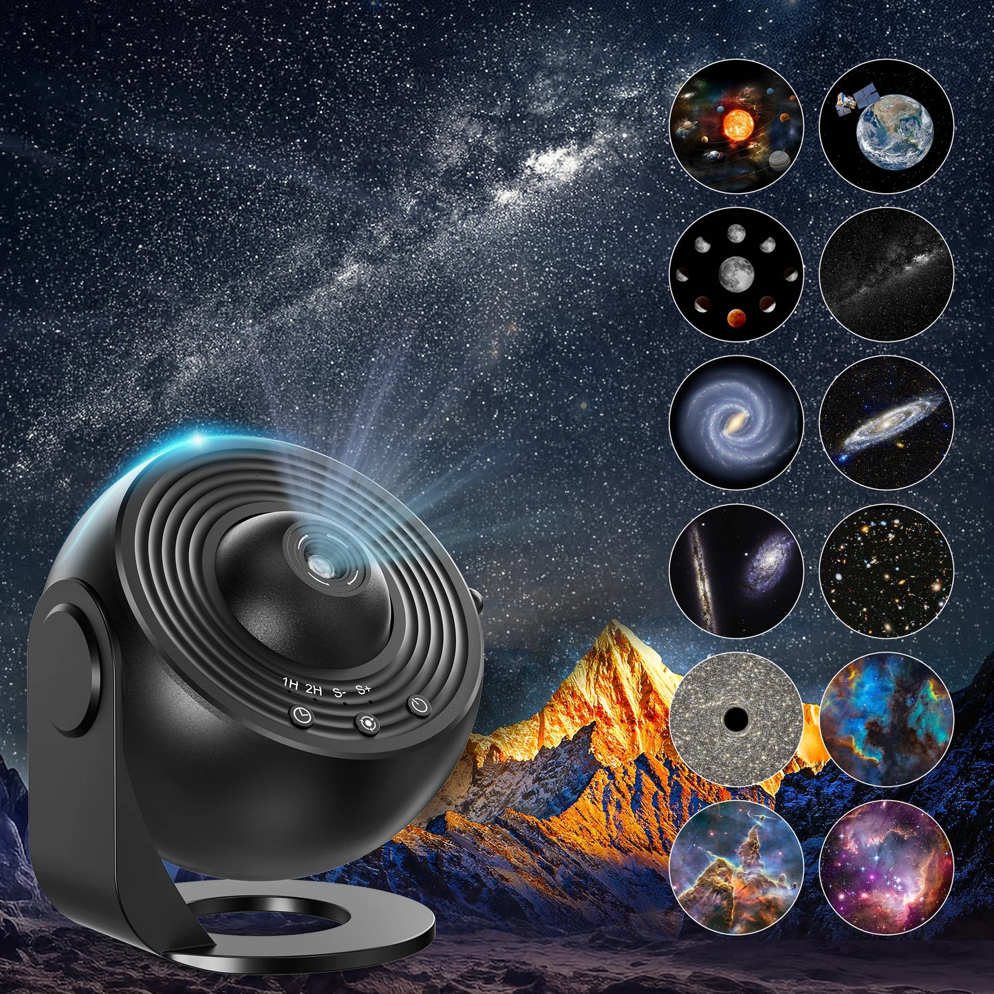 13-in-1 Galaxy Ultra Star Projector – HD LED Night Light with 13 Film Discs, 360° Rotation & Timer for Kids’ & Adults’ Bedrooms