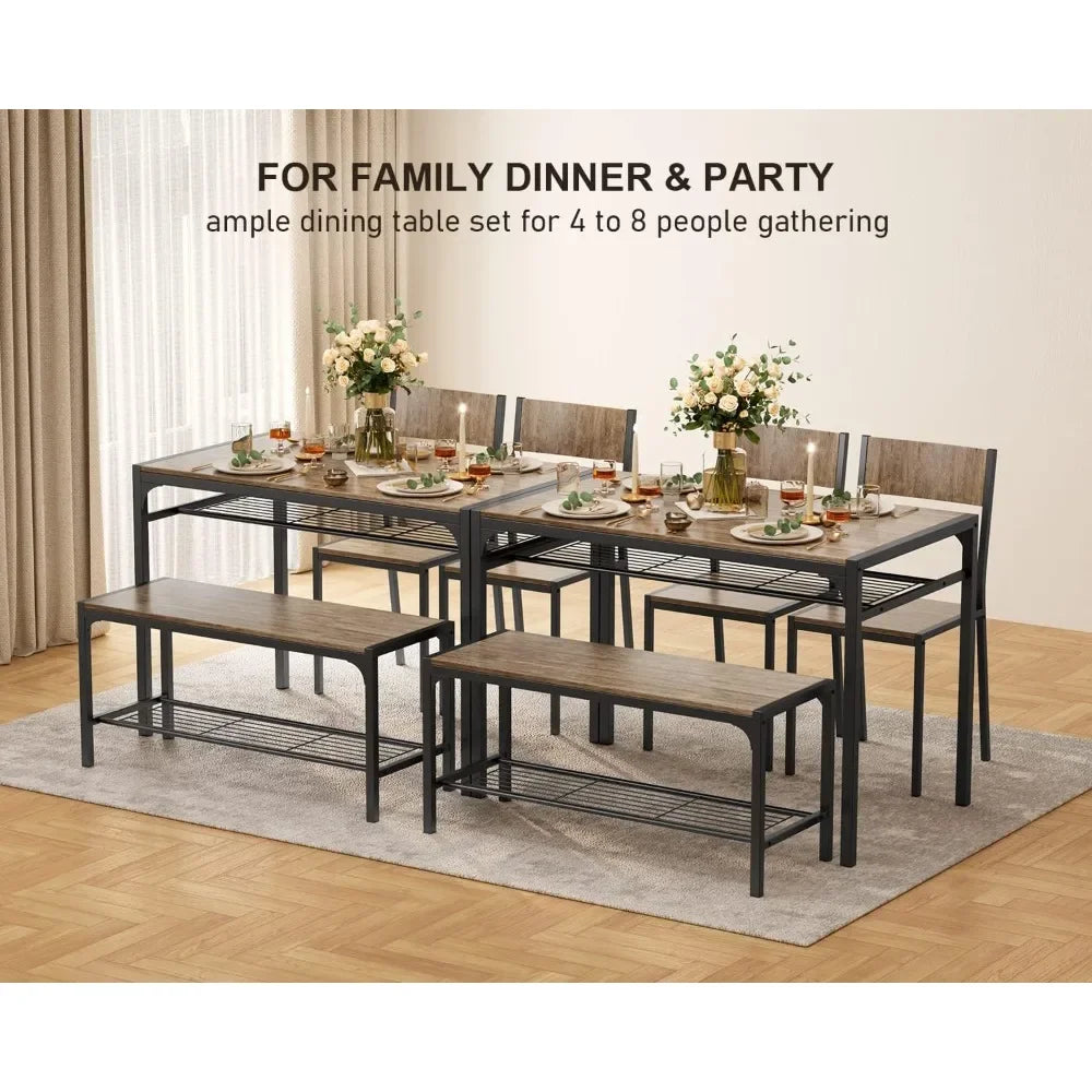 3-Piece Kitchen Dining Table Set with Chairs & Bench – Compact Dining Furniture for Small Spaces & Apartments