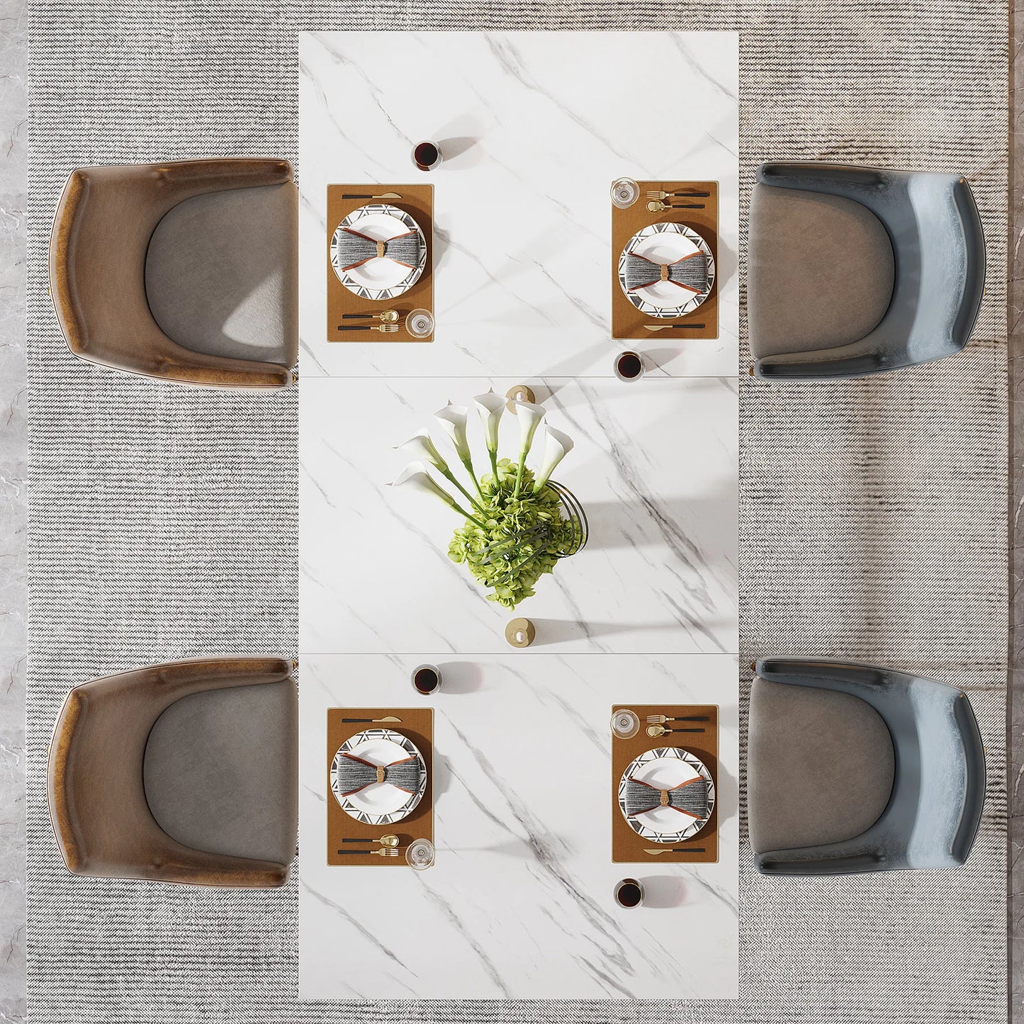 Tribesigns 63-Inch Rectangular Dining Table for 4-6 – Modern Kitchen Table with Faux Marble Top, White Finish