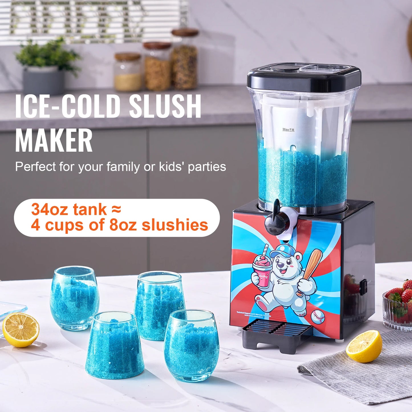 SucceBuy Slushy Machine for Home – Frozen Drink & Smoothie Maker with Food-Grade Materials, Perfect for Kids’ DIY Parties