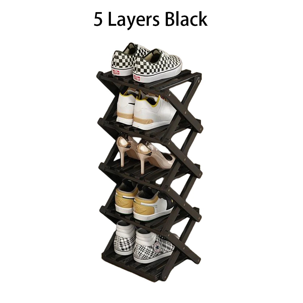 Bamboo Foldable Shoe Rack – Multifunctional Free-Standing Shoe Organizer for Bedroom, Entryway & Corridor
