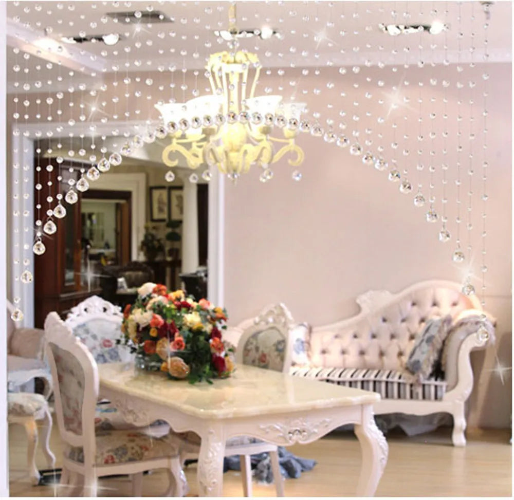 Luxury Crystal Glass Bead Curtain – Home Interior Decor & Wedding Backdrop – Sparkling Hanging Room Divider for Events & Background Decoration