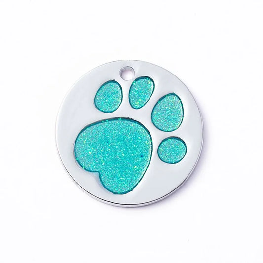 Personalized Round Pet ID Tags – Engraved Dog & Cat Tags with Footprints Design, Anti-Lost Custom Name Tags