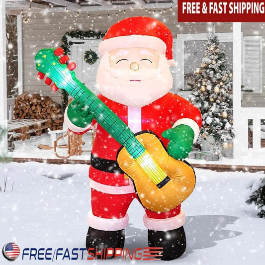 π
 6.5FT Inflatable Santa Claus with Guitar β LED Lighted Christmas Decoration for Outdoor Holiday Fun πΈβ¨