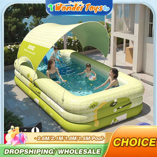 Large Inflatable Family Swimming Pool – 1.5M/1.8M/2.1M/2.6M Above Ground PVC Pool for Kids & Adults, Outdoor Backyard Water Play Party Toy
