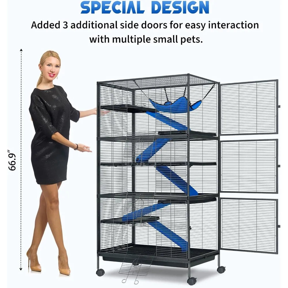 6-Tier Metal Small Animal Cage – Rolling Critter Nation Habitat for Ferrets, Chinchillas, Guinea Pigs, Rabbits & Large Hamsters