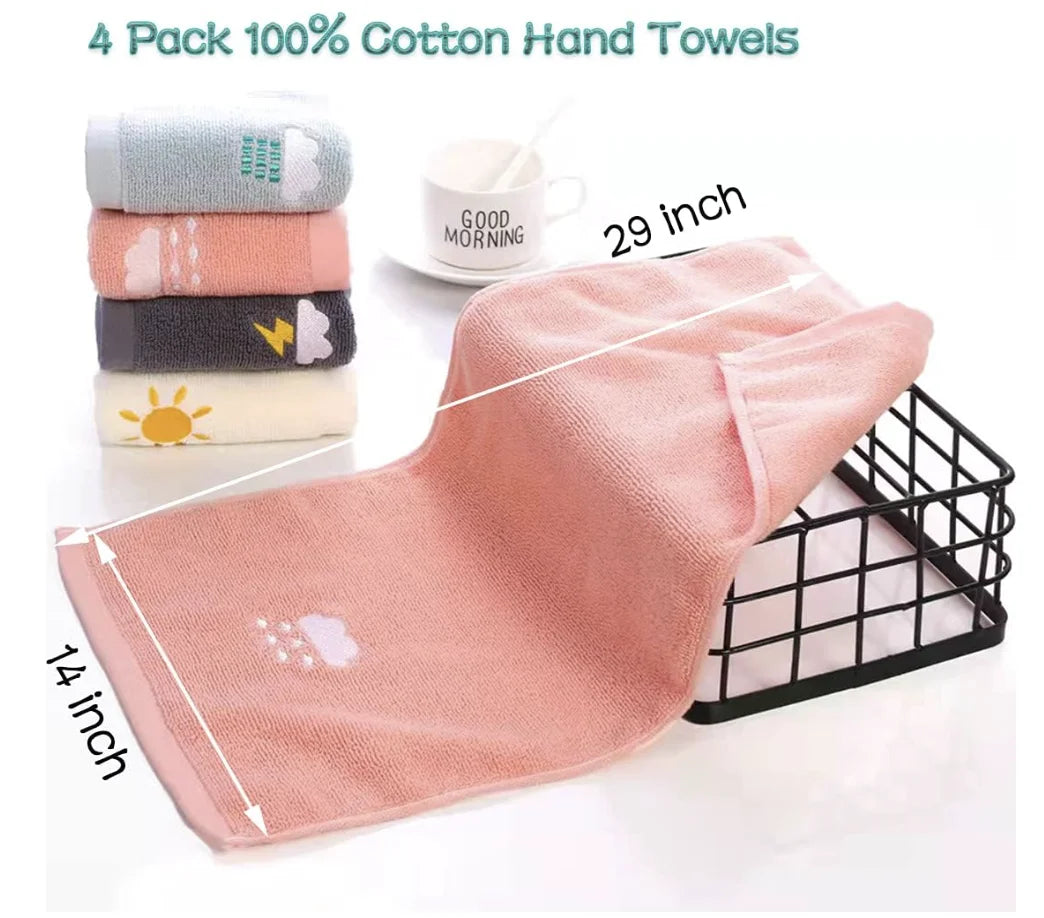 Highly Absorbent Bathroom Hand Towels Set of 4