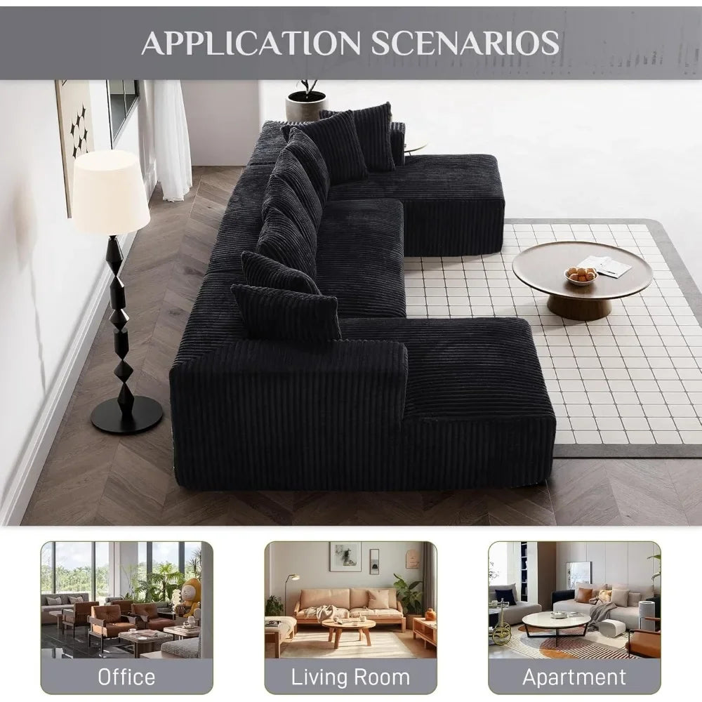 131" Modular Sectional Couch with Chaise Lounge