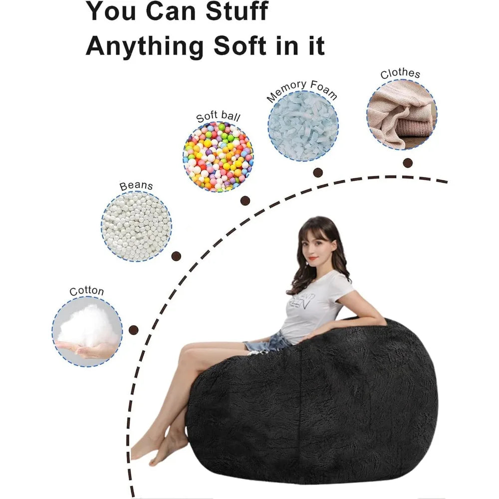 Giant Round Bean Bag Chair for Adults Kids Without Filling