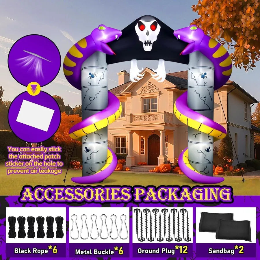 Halloween Inflatable Arch Ghost Decoration with Built-in LEDs – Lighted Blow-Up for Outdoor & Indoor Use, Perfect for Yard, Garden, Lawn & Party Display