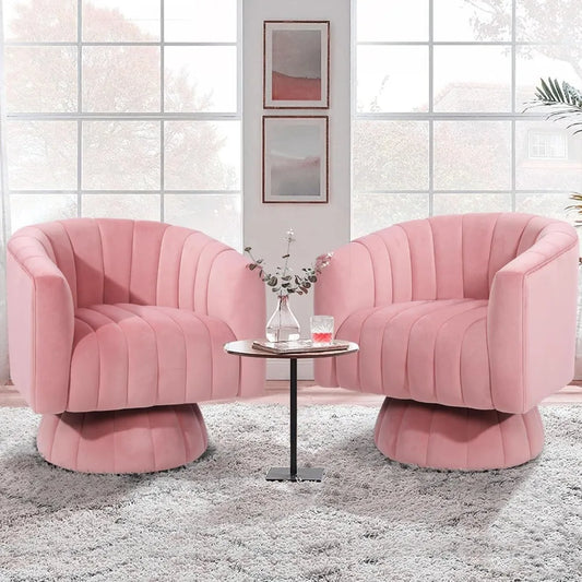 Swivel Accent Overstuffed Barrel Chair with Armrest